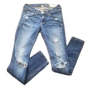 Rag & Bone $224 Distressed Blue Skinny Jeans Sz 24w